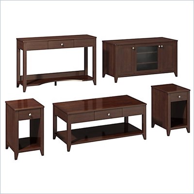 Kathy Ireland by Bush Grand Expressions Work-'N-Play Family Suite with 48" TV Stand in Warm Molasses