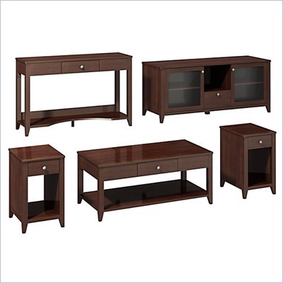 Kathy Ireland by Bush Grand Expressions Work-'N-Play Family Suite with 58" TV Stand in Warm Molasses