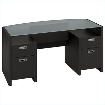 Kathy Ireland by Bush New York Skyline Bow-Front Desk in Modern Mocha