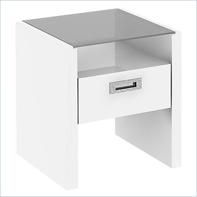 Kathy Ireland by Bush New York Skyline Glass Top End Table in White