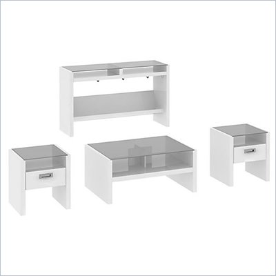 Kathy Ireland by Bush New York Skyline 4 Piece Coffee Table Set in Plumeria White