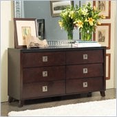 angelo:HOME Marlowe 6 Drawer Double Dresser in Black and Chocolate Brown