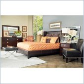 angelo:HOME Marlowe Chocolate Bonded Leather Shelter Bed 6 Piece Bedroom Set