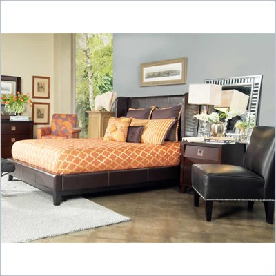 angelo:HOME Marlowe Chocolate Bonded Leather Shelter Bed 2 Piece Bedroom Set