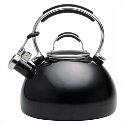 Kitchen Aid 2-Quart Porcelain Enamel Whistling Teakettle in Black