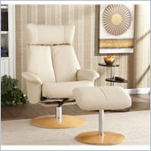 Holly & Martin Bennett Leather Recliner Chair and Ottoman in French Vanilla