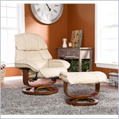 Holly & Martin Canyon Lake Leather Recliner Chair and Ottoman in Taupe