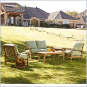 Holly & Martin Colleyville 5 Piece Deep Seating Sofa Set in Light Brown Wood