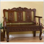 Holly & Martin Cumberland Hand-Carved Storage Settee Bench in Dark Mahogany