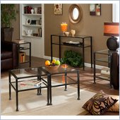 Holly & Martin Guthrie Tempered Glass Metal Table Collection in Distressed Black