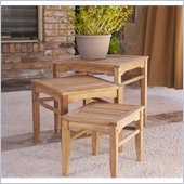 Holly & Martin Howland 3 Piece Teak Nesting Table Set in Light Brown