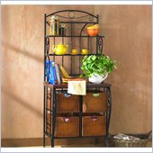Holly & Martin Lillian Black Baker's Rack with 4 Brown Baskets