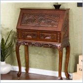 Holly & Martin Logan Hand-Carved Drop Front Desk in Natural Cherry