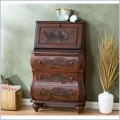 Holly & Martin Logan Hand-Carved Drop Front File Desk in Rich Walnut