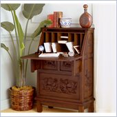 Holly & Martin Logan Hand-Carved Secretary Desk in Warm Pecan