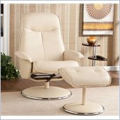 Holly & Martin Naomi Leather Recliner Chair and Ottoman in French Vanilla