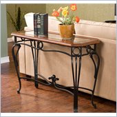 Holly & Martin Newcastle Clear Tempered Glass Sofa Table in Dark Cherry
