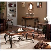 Holly & Martin Newcastle Clear Tempered Glass Table Collection in Dark Cherry