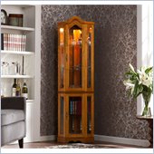 Holly & Martin Riley Lighted Corner Curio Cabinet in Golden Oak