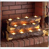Holly & Martin Sierra Tealight Fireplace Log in Rustic Brown