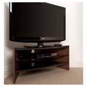 Techlink Riva TV Stand  Walnut Frame with Black Glass Shelves