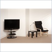 Techlink Solo Brushed Titanium Pedestal TV Stand with Shelves in Black