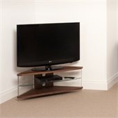 Techlink Air Acrylic and Glass Corner TV Stand in Walnut