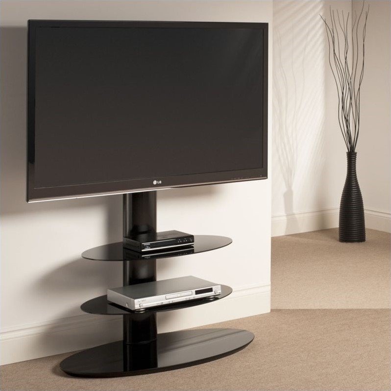 Strata 3 Shelf Pedestal TV Stand in Black - ST90E3