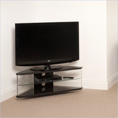 Techlink Air Acrylic and Glass Corner TV Stand in Black