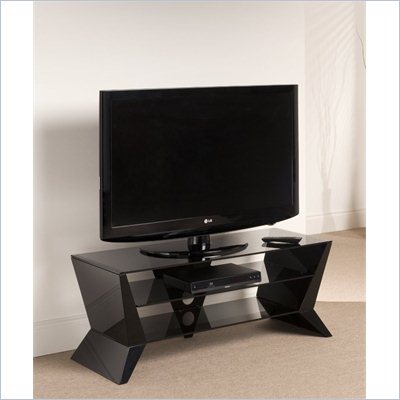 Techlink Delta TV Stand with Shelves and Angular End Panels in Black