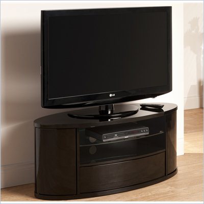 Techlink Ellipse TV Black with Bow Front Drawer and Curved Doors
