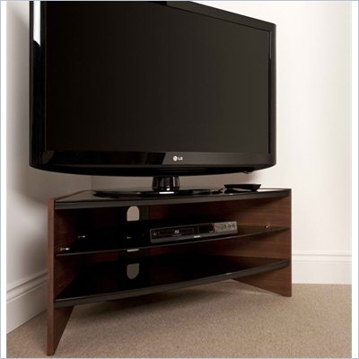 Techlink Riva TV Stand  Walnut Frame with Black Glass Shelves