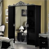 camelgroup Barocco 4 Door Wardrobe in Black w/Silver
