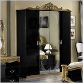 camelgroup Barocco 4 Door Wardrobe in Black w/Gold