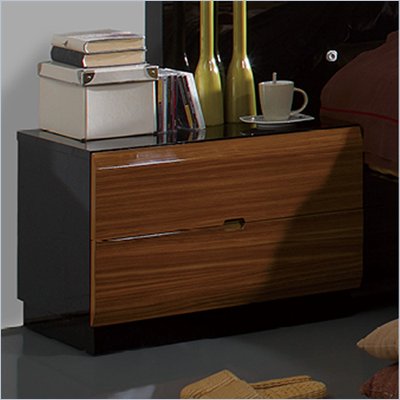 Benicarlo Sal Nightstand in Glossy Black/Warm Walnut