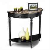Convenience Concepts Faux Marble Demilune Console Table in Black