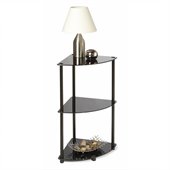 Convenience Concepts Classic Glass 3 Tier Corner Shelf in Black