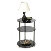 Convenience Concepts Classic Glass 3 Tier Round Accent Table in Black