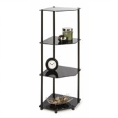 Convenience Concepts Classic Glass 4 Tier Corner Shelf in Black