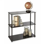 Convenience Concepts Classic Glass 3 Shelf Bookcase in Black