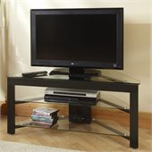 Convenience Concepts Classic Glass and Wood Corner TV Stand in Black