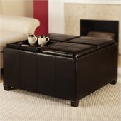 Convenience Concepts Times Square Tray Cocktail Storage Ottoman in Espresso
