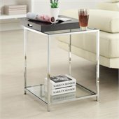 Convenience Concepts Palm Beach Glass End Table in Black