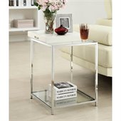 Convenience Concepts Palm Beach Glass End Table in White