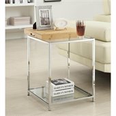 Convenience Concepts Palm Beach Glass End Table in Bamboo