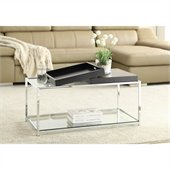 Convenience Concepts Palm Beach Glass Coffee Table in Black