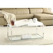 Convenience Concepts Palm Beach Glass Coffee Table in White
