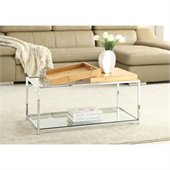 Convenience Concepts Palm Beach Glass Coffee Table in Bamboo