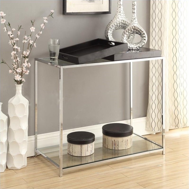 Convenience Concepts Palm Beach Glass Console Table in Black