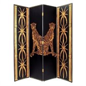 Wayborn Hand Painted 4 Panel Leopard Room Divider